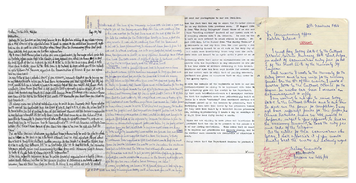 ম্যান্ডেলার লেখা চিঠি। ছবি: দ্য এস্টেট অব নেলসন রলিহলাহলা ম্যান্ডেলা ও দ্য নেলসন ম্যান্ডেলা ফাউন্ডেশনের সৌজন্যে