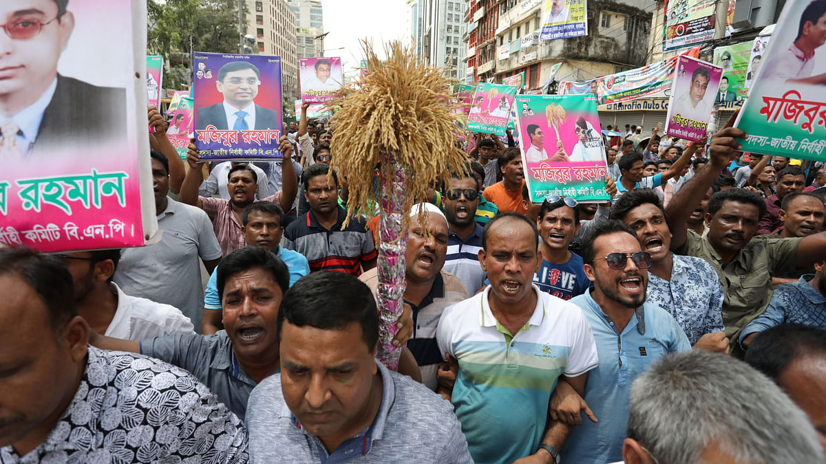 বিএনপি আয়োজিত সমাবেশে নেতা–কর্মী ও সমর্থকরা। নয়াপল্টন, ঢাকা ১ সেপ্টেম্বর। ছবি: দীপু মালাকার