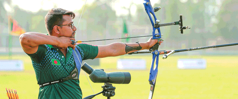 তিরন্দাজ রোমান সানা। ছবি: শামসুল হক