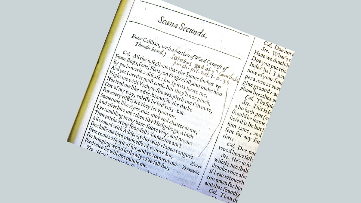 মিল্টনের মন্তব্য লেখা শেক্‌সপিয়ার রচনাসংগ্রহ–এর একটি পৃষ্ঠা