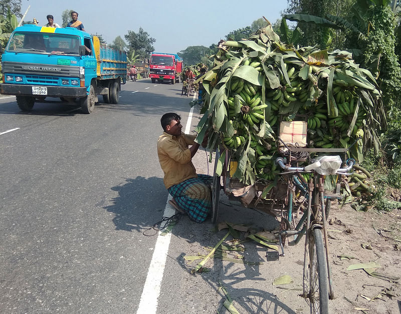 ভ্যানে করে কলা আসছে