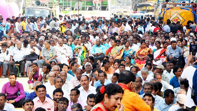 ‘আমরা বাঙালী’ এর সমাবেশের একাংশ। কলকাতা, ১৬ নভেম্বর। ছবি: ভাস্কর মুখার্জি