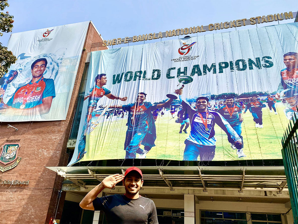 অনূর্ধ্ব-১৯ দলের বিশ্বকাপ জয় নিয়ে দারুণ উচ্ছ্বসিত মুশফিক। ছবি: মুশফিক টুইটার
