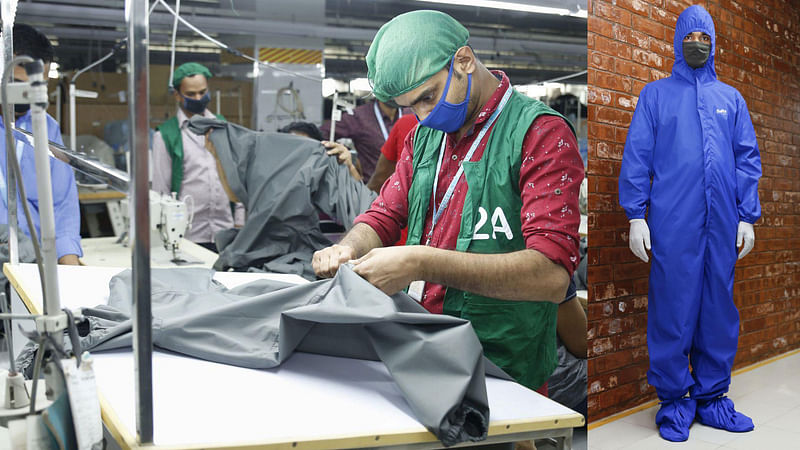 কারখানাগুলোর মধ্যে স্নোটেক্স আউটারওয়্যার প্রাথমিকভাবে বিনা মূল্যে বিতরণের জন্য ১৭ হাজার পিপিই বানানোর উদ্যোগ নিয়েছে। ছবি: সংগৃহীত