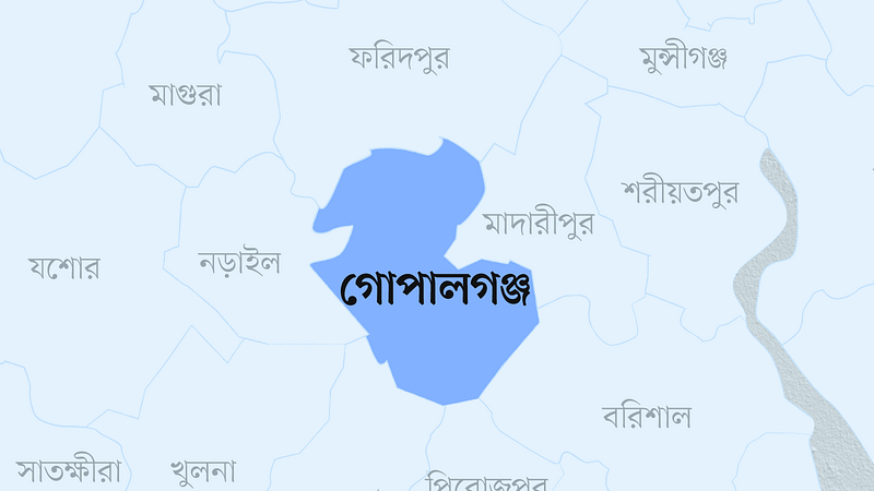 গোপালগঞ্জ জেলার মানচিত্র