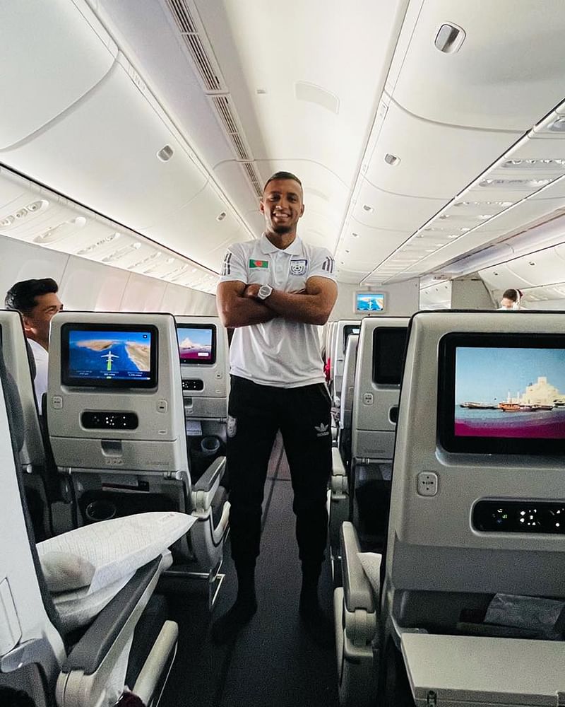 Jamal on his way to Qatar with Bangladesh team.
