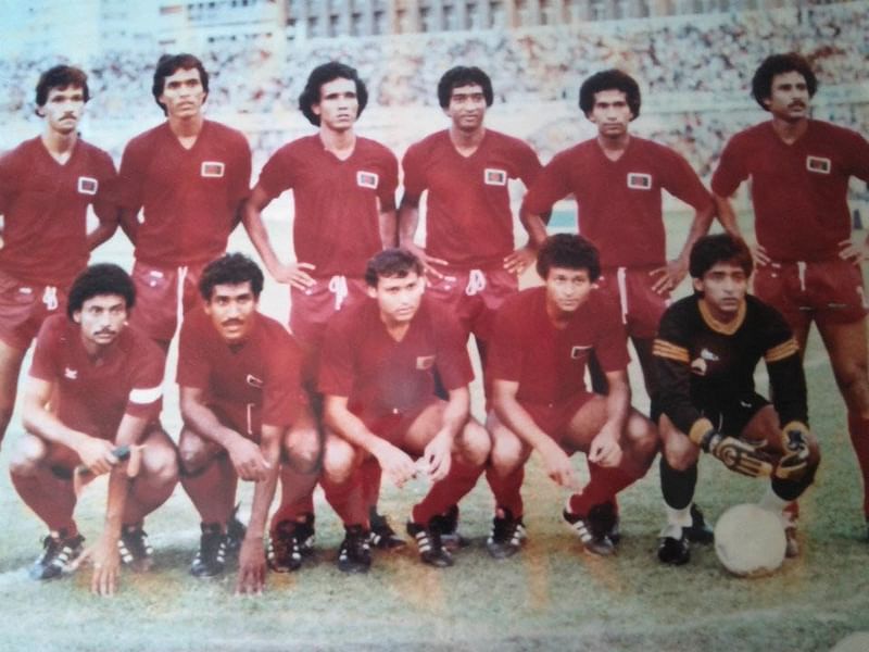 Bangladesh's first 'World Cup' team. Stand (from left) Johnny, Elias, Baten, Chunnu, Azmat, Alok. Sitting (from right) Mohsin, Wasim, Khurshid Babul, Aslam, Ashish Bhadra.