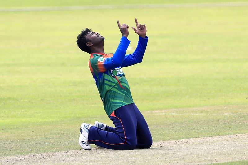Alauddin Babu after the hat trick.