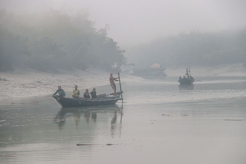 ভোরের আলো ফুটতে না ফুটতেই বাওয়ালিরা নেমে পড়েছেন কাজে। বন তখনো কুয়াশার চাদরে ঢাকা।