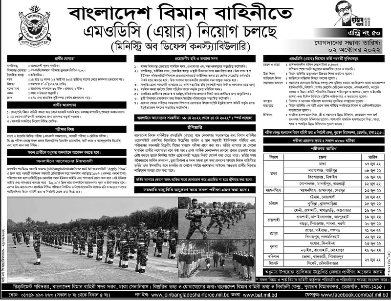 বাংলাদেশ বিমানবাহিনীতে এমওডিসি পদে চাকরি
