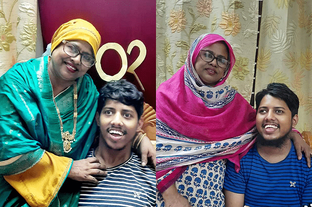 সেরিব্রাল পালসিতে আক্রান্ত দুই ছেলে রেফাত ও রেহানের সঙ্গে মা রেহেনা আক্তার