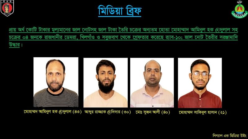 মঙ্গলবার রাতে রাজধানীর খিলগাঁও, সবুজবাগ ও ডেমরা থেকে চারজনকে গ্রেপ্তারের কথা জানিয়েছে র্যাব