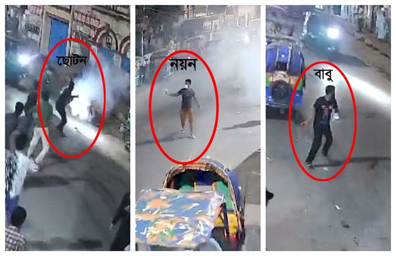 যুবদলের নেতা–কর্মীদের অস্ত্রবাজি। গতকাল রোববার রাতে কুমিল্লা নগরের কান্দিরপাড় লাকসাম সড়কেছবি: সংগৃহীত