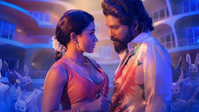 ‘পুষ্পা ২’ সিনেমায় রাশমিকা মান্দানা ও আল্লু অর্জুন। এক্স থেকে