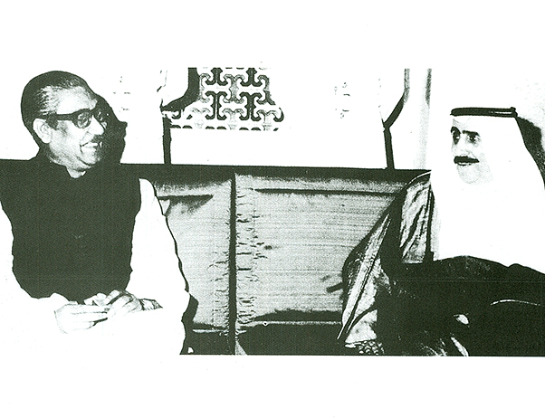 Sheikh Mujibur Rahman with the Emir of Kuwait on 10 November 1974.
