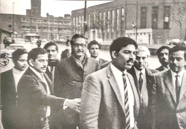 Sheikh Mujibur Rahman after the Birmingham public meeting on 8 January 1972.