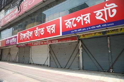 The busy shopping street wears a desolate look
