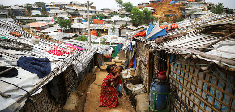 Rohingya children are seen at a refugee camp in Cox's Bazar, Bangladesh, 7 March 2019.