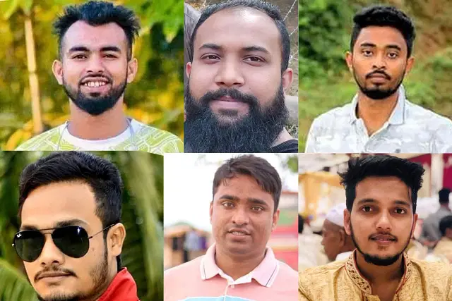 (From L-R) Saifur Rahman, Tarequl Islam, Shah Mahbubur Rahman alias Rony, Arjun Laskar, Rabiul Islam, and Mahfuzur Rahman alias Masum