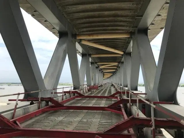 Interior of the bridge where the train will run