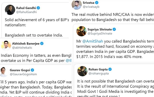 Indian political leaders take to Twitter as Bangladesh outstrips India's per capita GDP