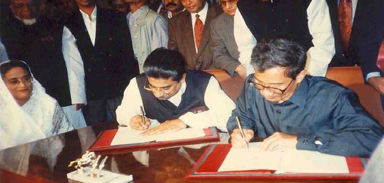 The signing of a peace deal between PCJSS and Awami League-led government in 1997