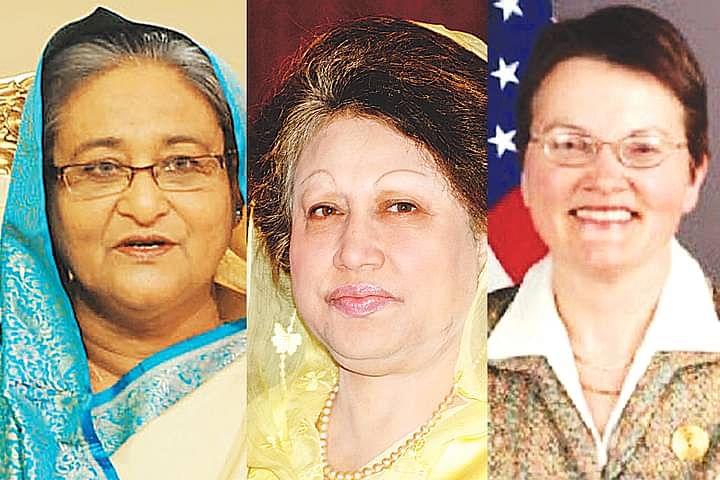 L to R: Sheikh Hasina, Khaleda Zia, Patricia A Butenis