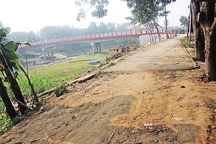 A bridge on Kumar river in Parshailkathi village in Rajbari.  This photo taken on 14 December 2020