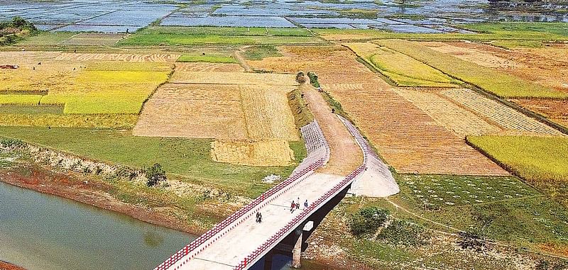 A bridge newly constructed over Chela canal in Bhadgaon, of Chhatak, Sylhet, leads into crops fields with no road or any other infrastructure