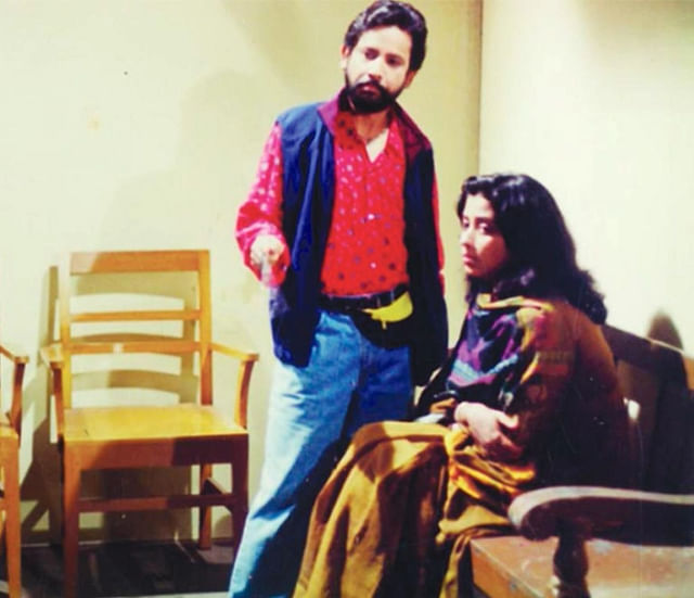 With Asaduzzaman Noor in the play 'Kothao Keu Nei' 