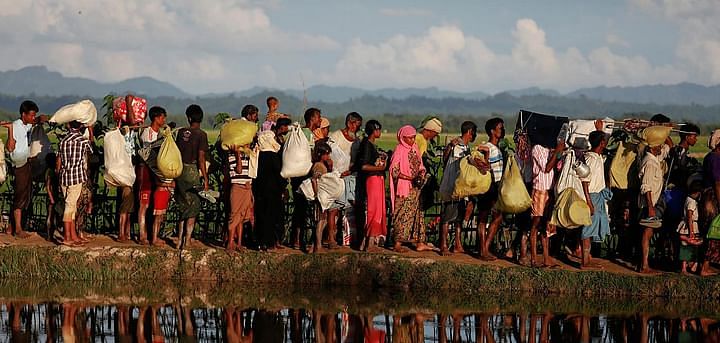 Rohingya exodus from their homeland, making their way to Bangladesh 