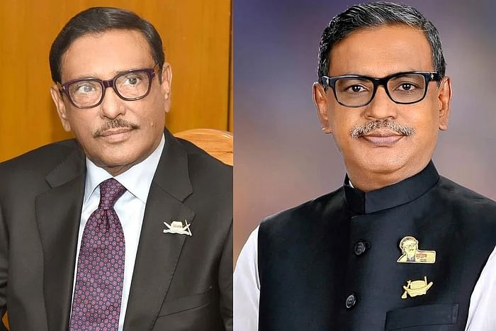 Ruling Awami League general secretary Obaidul Quader (L) and his younger brother Abdul Quader Mirza
