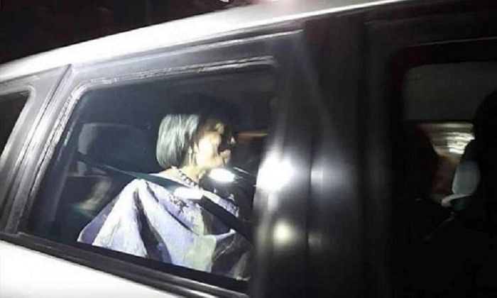 Former US ambassador Marcia Bernicat in her car