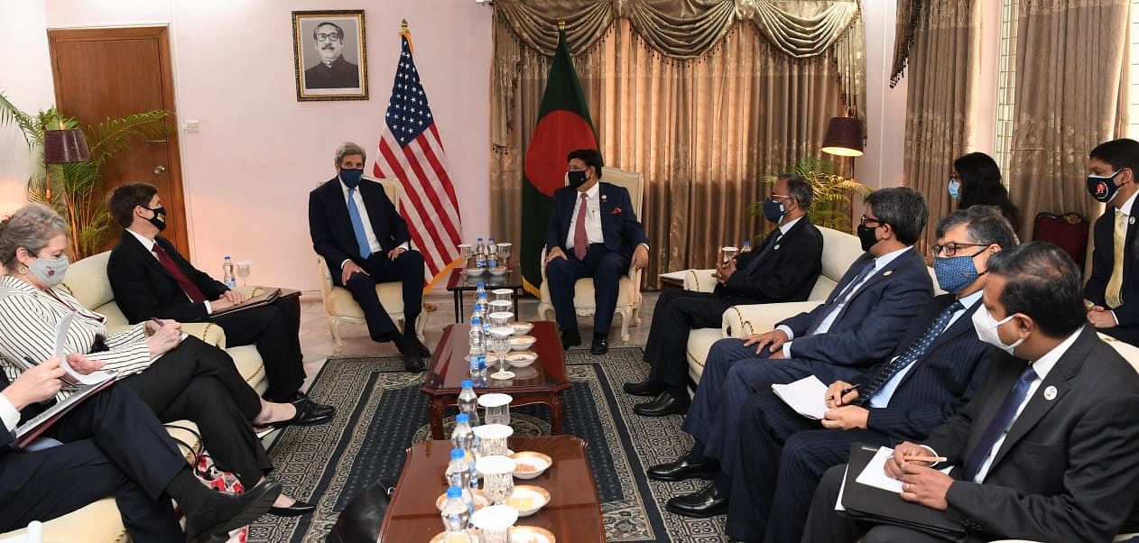 Foreign minister AK Abdul Momen and US Special Presidential Envoy for Climate John Kerry held a meeting on Friday