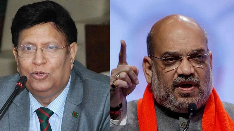 Bangladesh foreign minister AK Abdul Momen (L) and Indian home minister Amit Shah