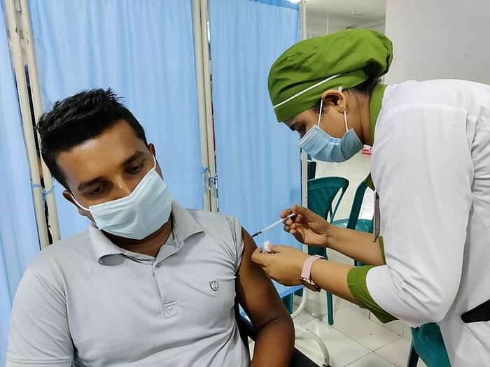 Medical students taking Sinopharm Covid-19 vaccine at Dhaka Medical College Hospital