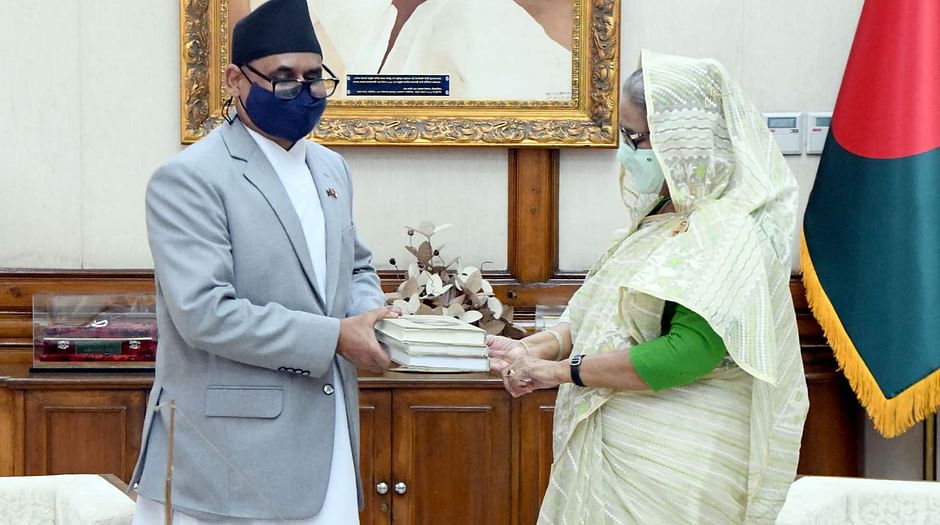 Nepalese ambassador Banshidhar Mishra met prime minister Sheikh Hasina at her official residence Ganobhaban on 17 October, 2021