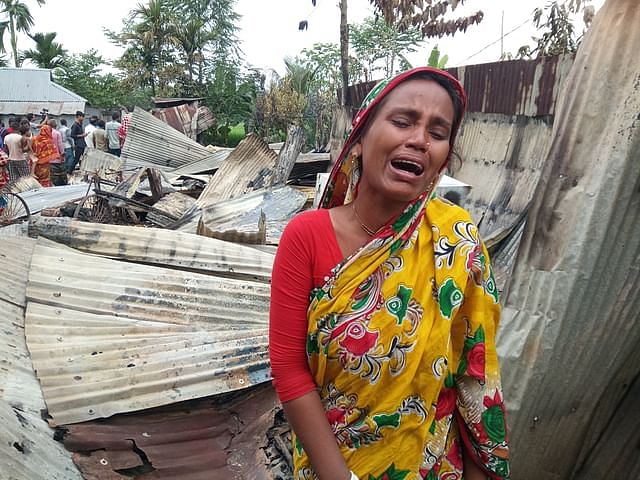 Nanda Rani burst into tears as miscreants attacked her house in Rangpur's Pirganj