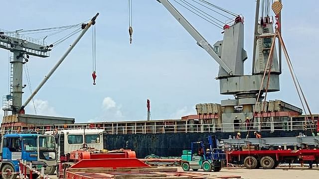 Foreign cargo vessels arrive at the Matarbari power plant port channel