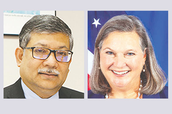 Masud Bin Momen (L) and Victoria Nuland