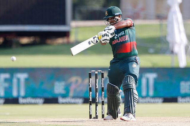 Bangladesh's Yasir Ali plays a shot during the first one-day international (ODI) cricket match between South Africa and Bangladesh at SuperSport Park in Centurion on 18 March, 2022