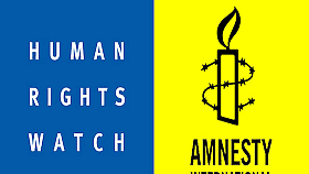 Logos of Human Rights Watch and Amnesty International