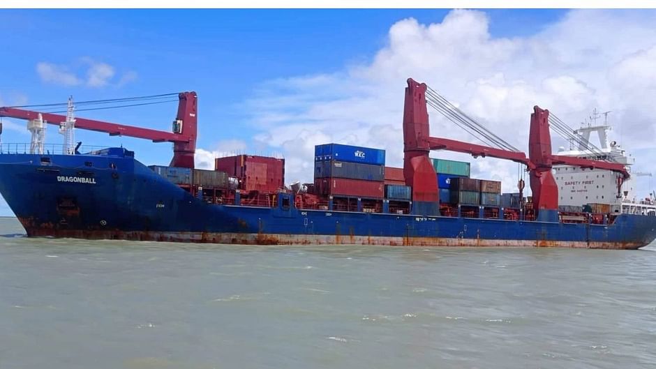 The Liberian flag carrier, MV Dragonball, carrying 5,601 tonnes of machineries for the power plant, docked at Mongla port