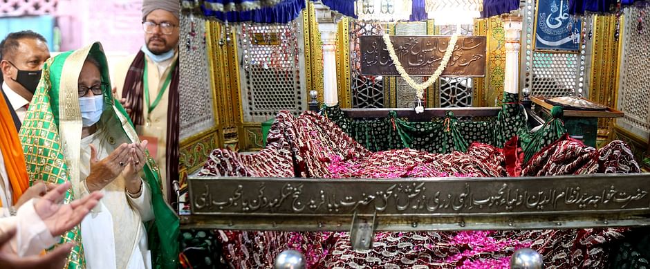 Prime minister Sheikh Hasina, on the first day of her India tour, visited Nizamuddin Aulia Dargah, a prominent pilgrimage tourist attraction in Delhi, on 5 September 2022