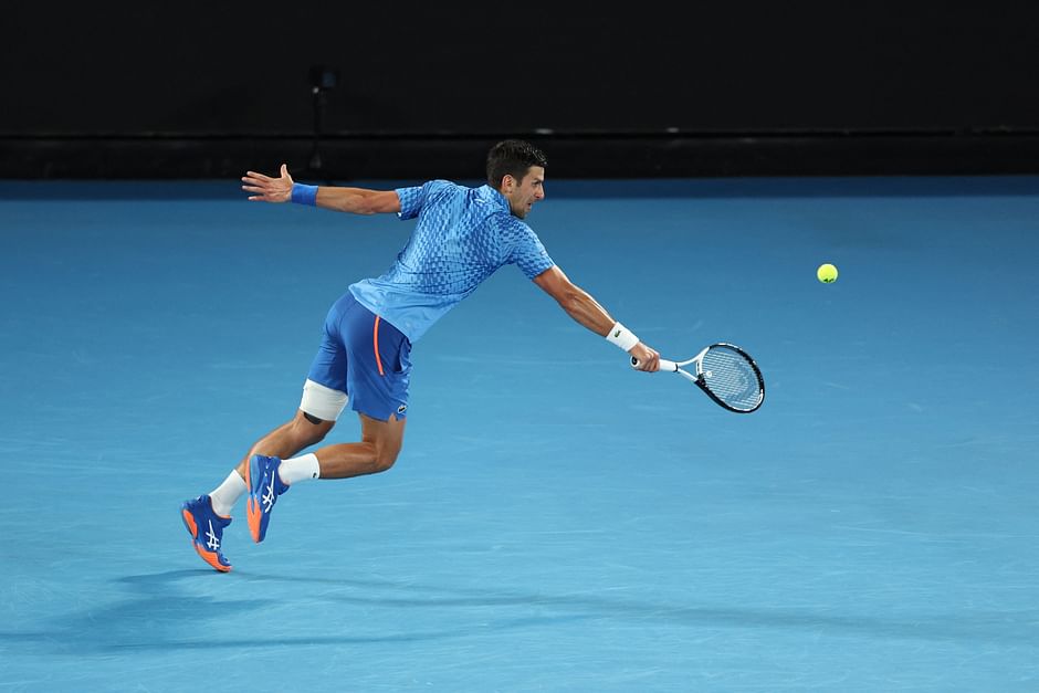  Serbia's Novak Djokovic hits a return against Spain's Roberto Carballes Baena during their men's singles match on day two of the Australian Open tennis tournament in Melbourne on 18 January, 2023