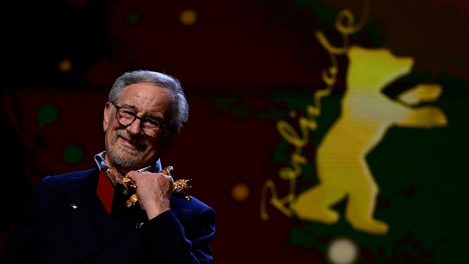 US director and producer Steven Spielberg poses with his "Honorary Golden Bear" for lifetime achievement during the Honorary Golden Bear ceremony and the premiere of his film 'The Fabelmans', presented as 'Homage' at the Berlinale, Europe's first major film festival of the year, on 21 February, 2023 in Berlin