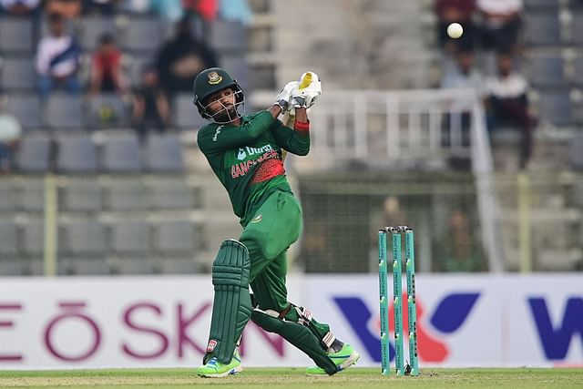 Bangladesh's Towhid Hridoy plays a shot during the first one-day international (ODI) cricket match between Bangladesh and Ireland at the Sylhet International Cricket Stadium in Sylhet on 18 March, 2023