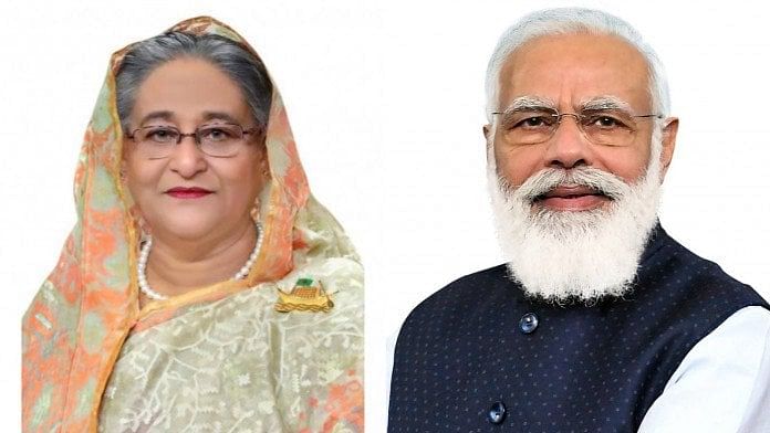 Sheikh Hasina (L) and Narendra Modi