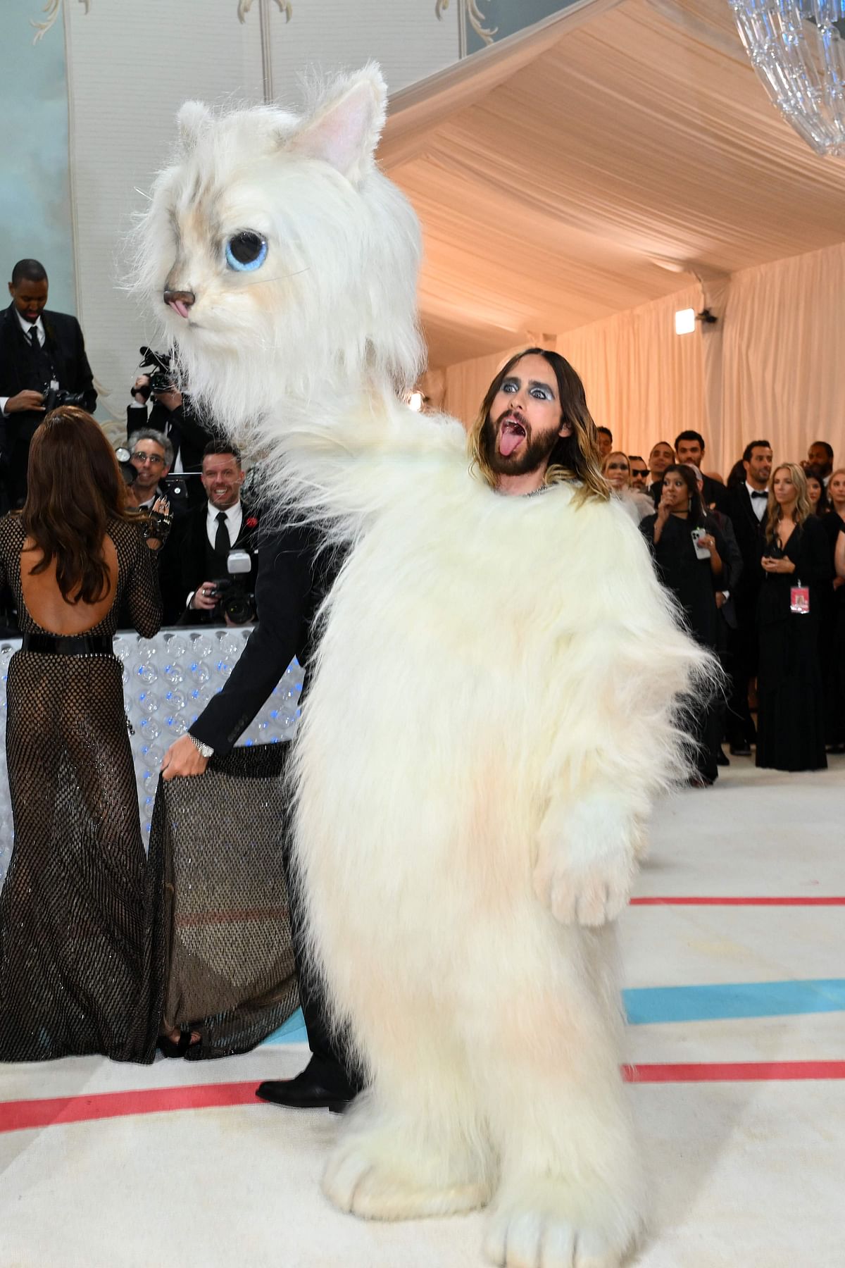 US actor Jared Leto arrives for the 2023 Met Gala at the Metropolitan Museum of Art on 1st May, 2023, in New York. The Gala raises money for the Metropolitan Museum of Art's Costume Institute. The Gala's 2023 theme is “Karl Lagerfeld: A Line of Beauty.” 