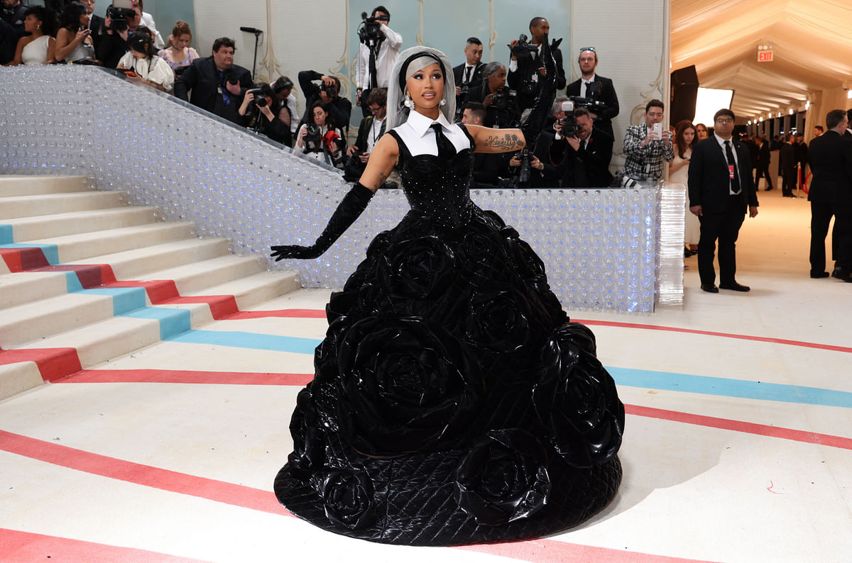 Cardi B poses at the Met Gala, an annual fundraising gala held for the benefit of the Metropolitan Museum of Art's Costume Institute with this year's theme "Karl Lagerfeld: A Line of Beauty", in New York City, New York, US, 1st May, 2023. 
